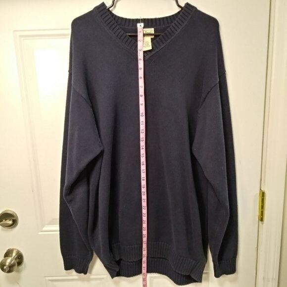LL Bean Navy Blue Knit Vintage 80's Cotton Preppy Sweater Mens XL - Picture 8 of 10